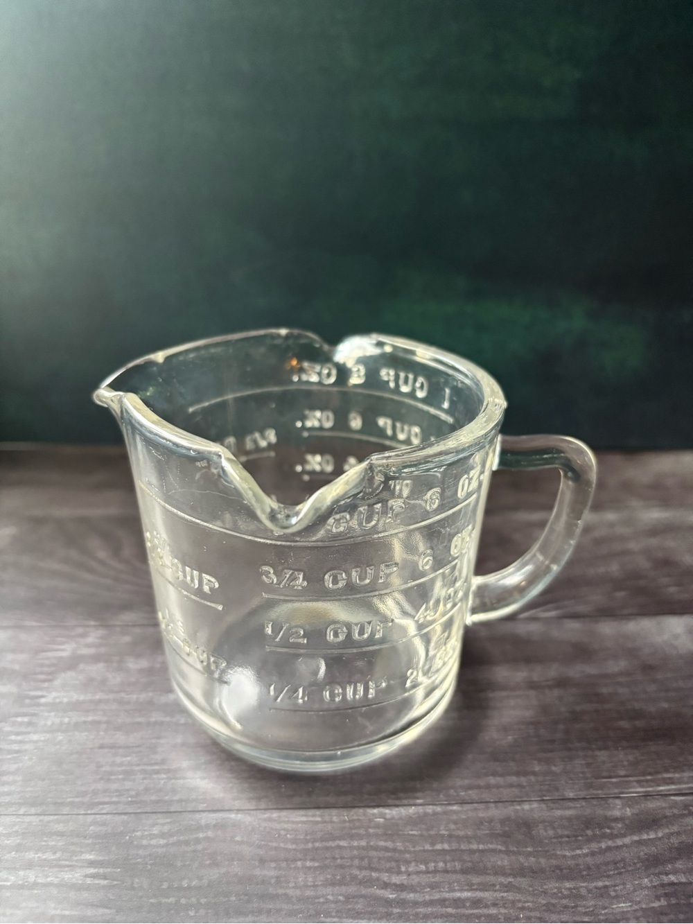 Vintage Hazel Atlas Three Spout Measuring Glass - 1 cup